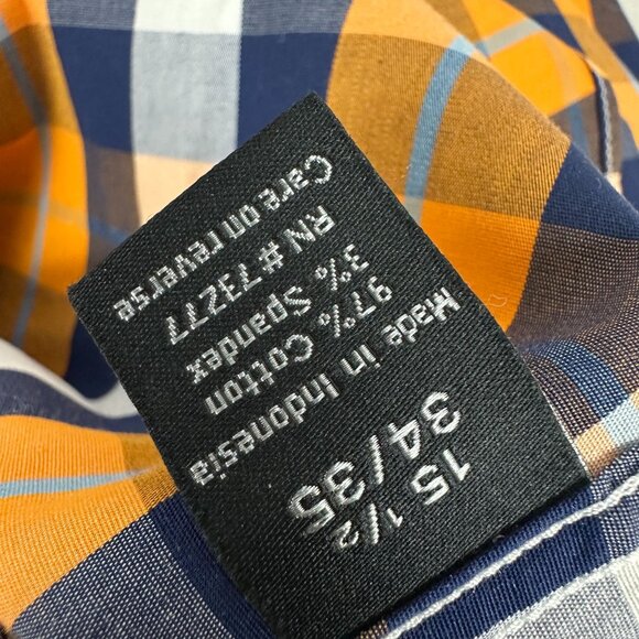 APT 9 Mens Slim Fit Long Sleeve Plaid Button-Down Shirt Stretch Size 15.5 L - Picture 4 of 5